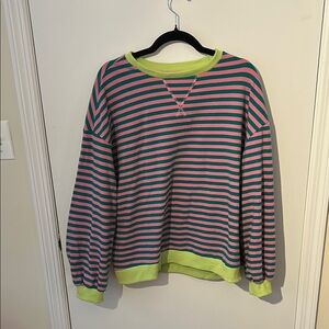 Striped Pink and Green Sweatshirt